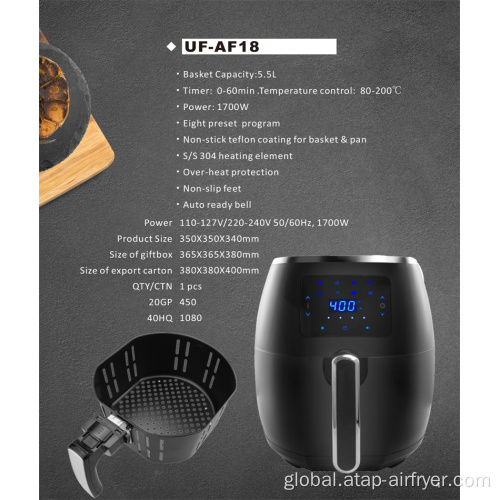 Best Quality Digital Air Fryer Temperature Control Electric Healthy Oil Free Air Fryer Factory